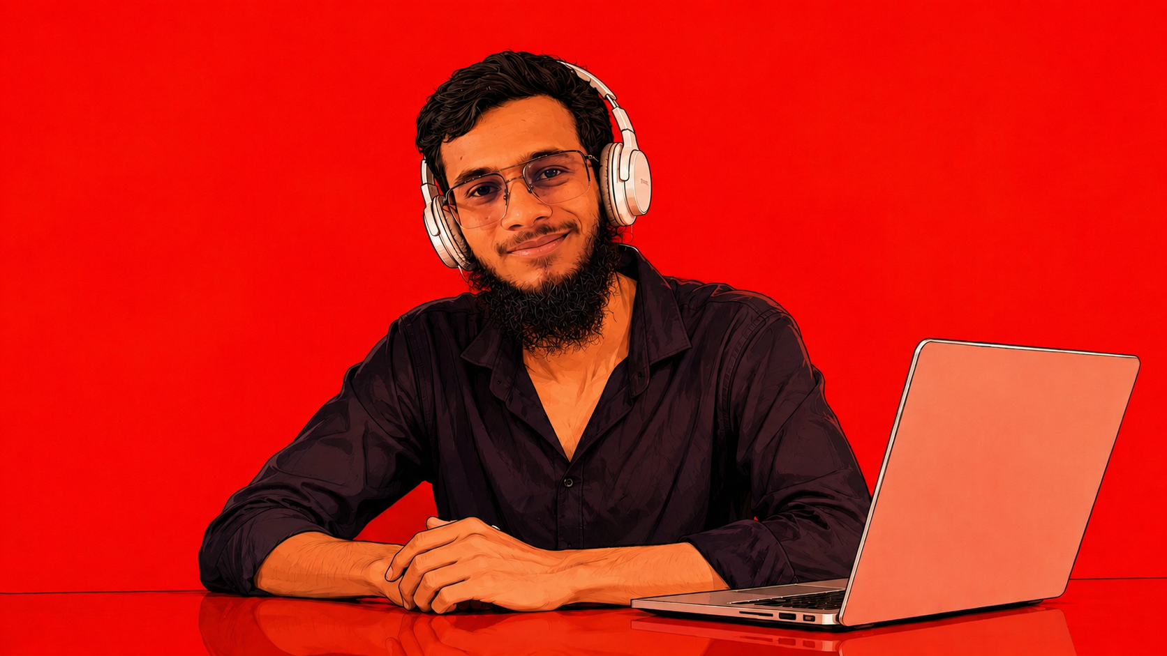 Abbas Aq at his desk